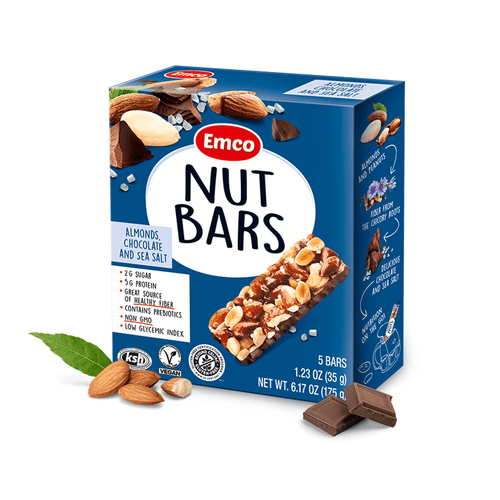 Emco Nut Bar with Almonds, Chocolate and Sea Salt (No Added Sugar) 35g Pack of 5